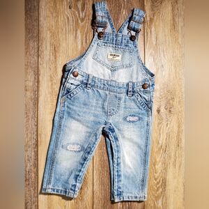 OshKosh B'gosh Blue Denim Distressed Overalls for Baby Size 6M